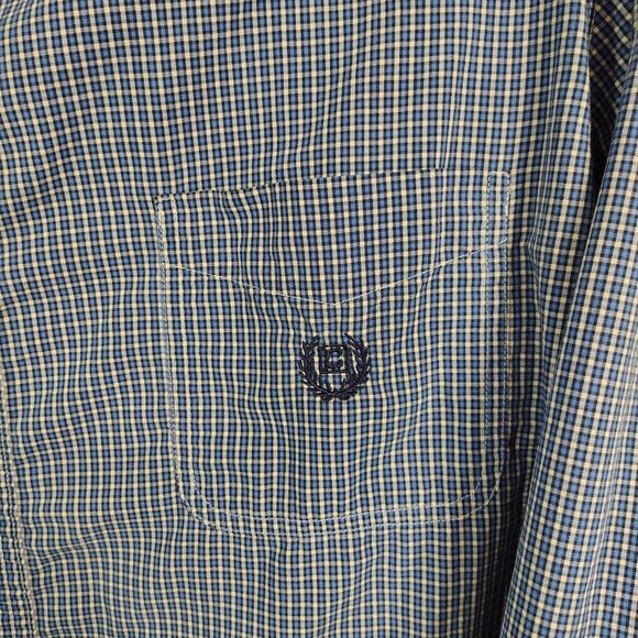 CHAPS Easy Care XL Men's Button-Down Shirt XL Men's Blue Plaid Long Sleeve - Picture 5 of 6